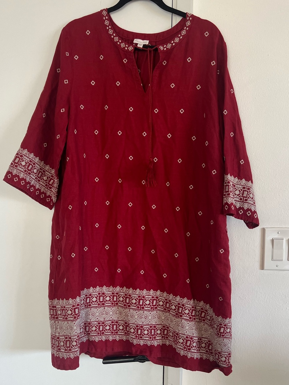 Garnet Hill Boho Embroidered Linen Tunic Dress β’ 14